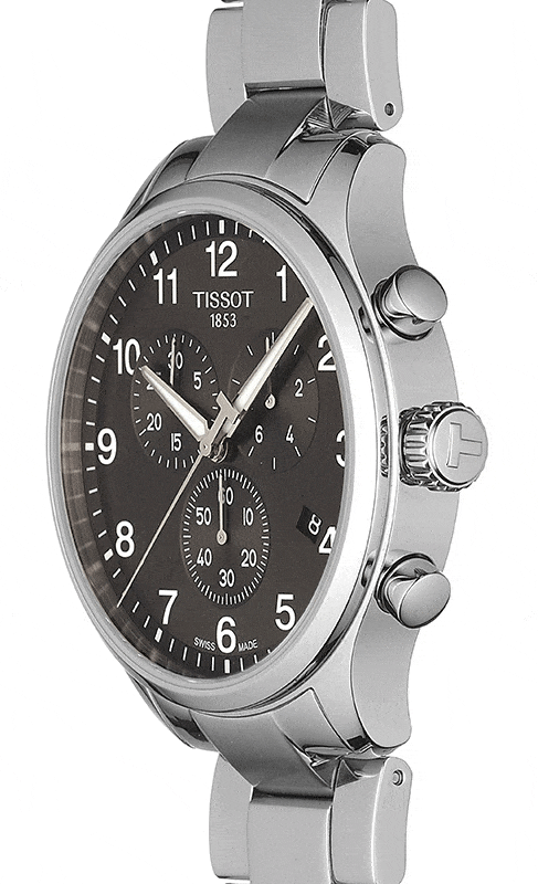 Tissot T Classic Chrono XL Black Dial Silver Steel Strap Watch For Men - T116.617.11.057.01