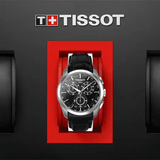 Tissot T Classic Couturier Chronograph Black Dial Black Leather Strap Watch For Men - T035.617.16.051.00