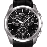 Tissot T Classic Couturier Chronograph Black Dial Black Leather Strap Watch For Men - T035.617.16.051.00