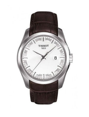 Tissot T Classic Couturier Chronograph White Dial Brown Leather Strap Watch For Men - T035.410.16.031.00
