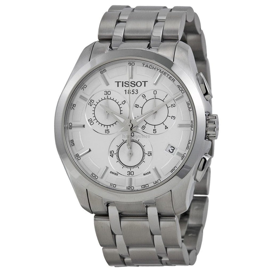 Tissot T Classic Couturier Chronograph White Dial Silver Steel Strap Watch For Men - T101.617.11.031.00