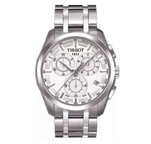 Tissot T Classic Couturier Chronograph White Dial Silver Steel Strap Watch For Men - T101.617.11.031.00