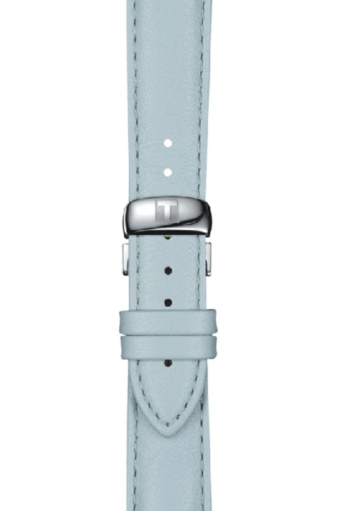 Tissot T Classic Couturier Silver Dial Light Blue Leather Strap Watch For Women - T035.210.16.031.02