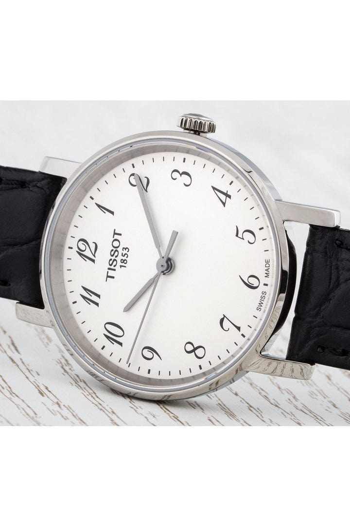 Tissot T Classic Desire White Dial Black Leather Strap Watch For Men - T52.1.421.12