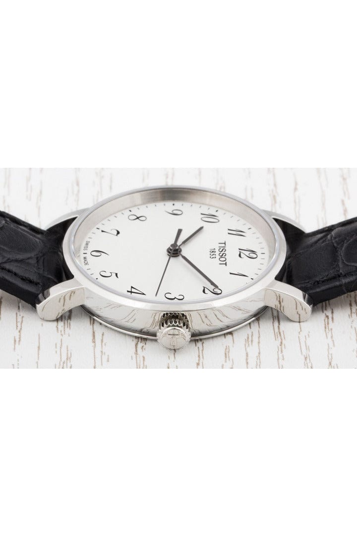 Tissot T Classic Desire White Dial Black Leather Strap Watch For Men - T52.1.421.12