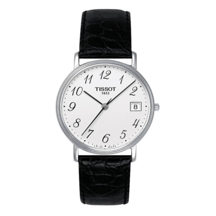 Tissot T Classic Desire White Dial Black Leather Strap Watch For Men - T52.1.421.12