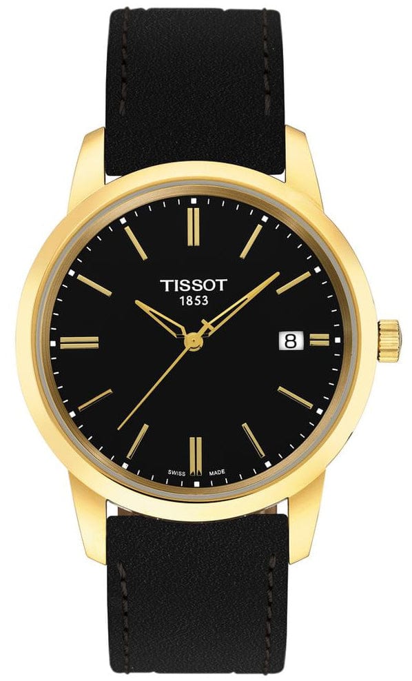 Tissot T Classic Dream Black Dial Black Leather Strap Watch for Men - T033.410.36.051.01