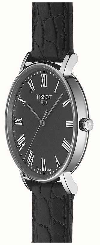 Tissot T Classic Dream Black Dial Black Leather Strap Watch for Men - T122.410.16.053.00