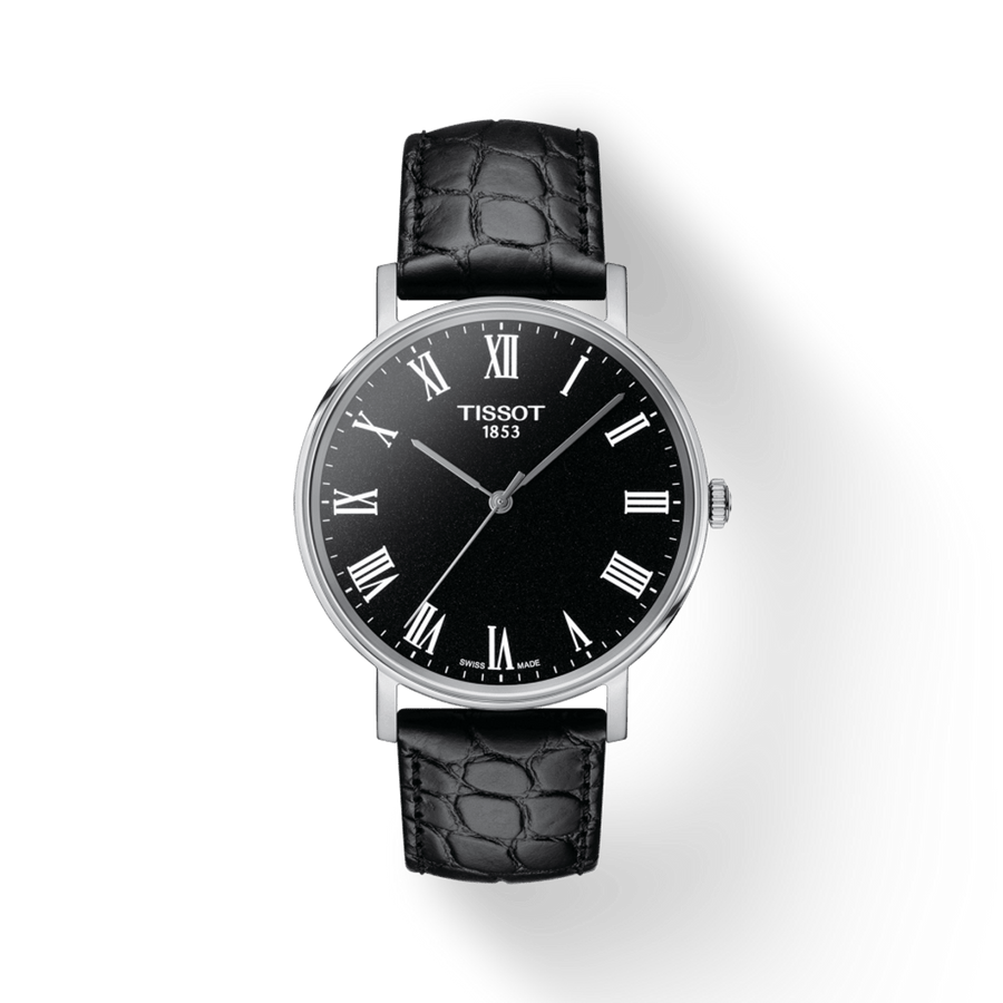 Tissot T Classic Dream Black Dial Black Leather Strap Watch for Men - T122.410.16.053.00