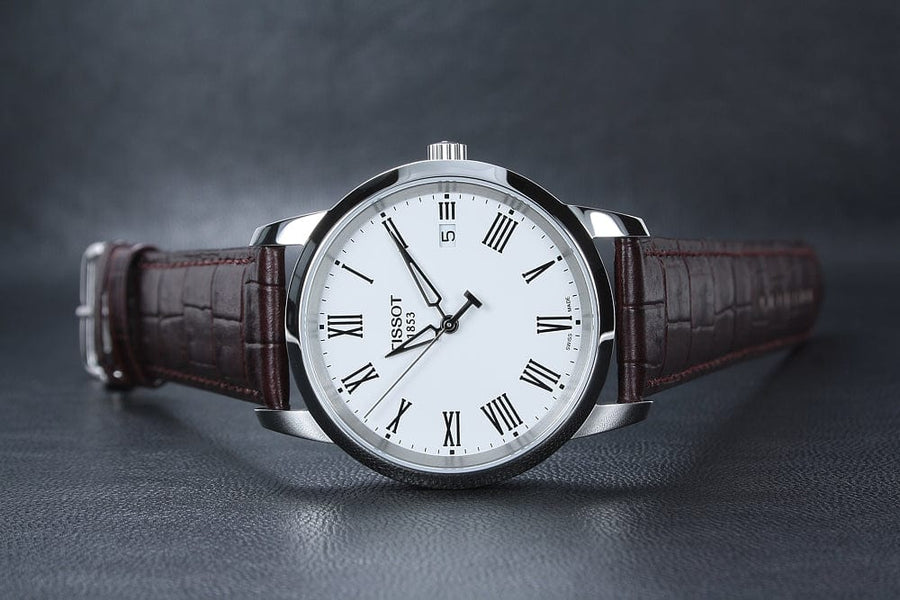 Tissot T Classic Dream White Dial Brown Leather Strap Watch for Men - T033.410.16.013.01