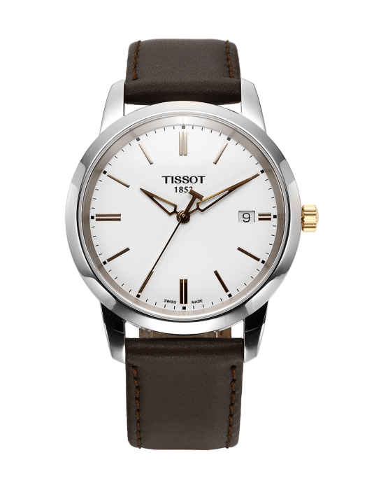 Tissot T Classic Dream White Dial Brown Leather Strap Watch for Men - T033.410.26.011.01