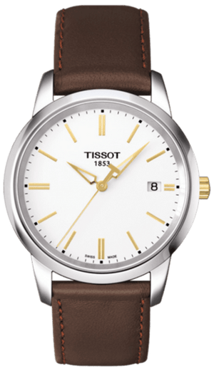 Tissot T Classic Dream White Dial Brown Leather Strap Watch for Men - T033.410.26.011.01