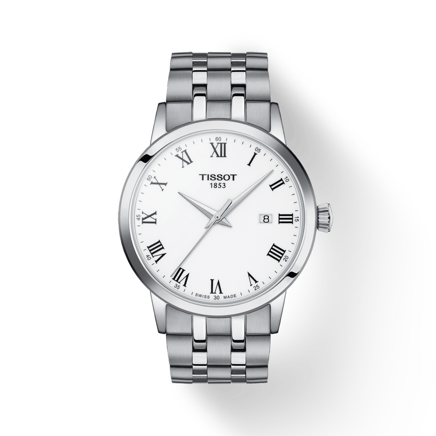 Tissot T Classic Dream White Dial Silver Steel Strap Watch For Men - T129.410.11.013.00