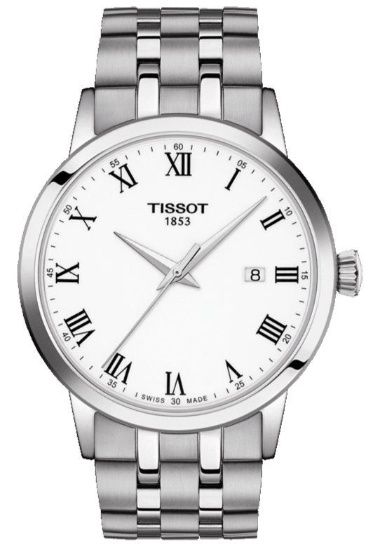Tissot T Classic Dream White Dial Silver Steel Strap Watch For Men - T129.410.11.013.00