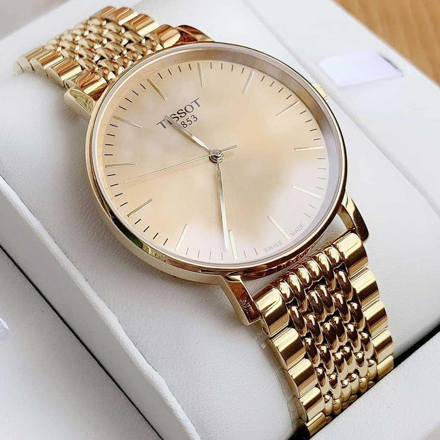 Tissot T Classic Everytime Desire Small Gold Dial Gold Mesh Bracelet Watch For Women - T109.210.33.021.00