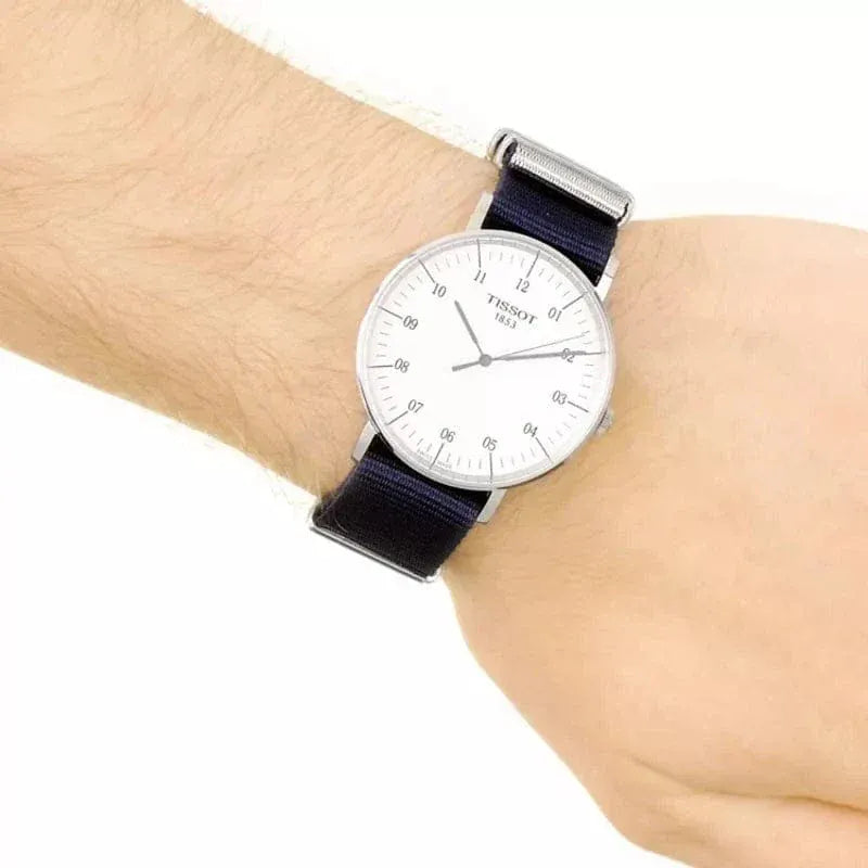 Tissot T Classic Everytime Large White Dial Blue NATO Strap Watch For Men - T109.610.17.037.00