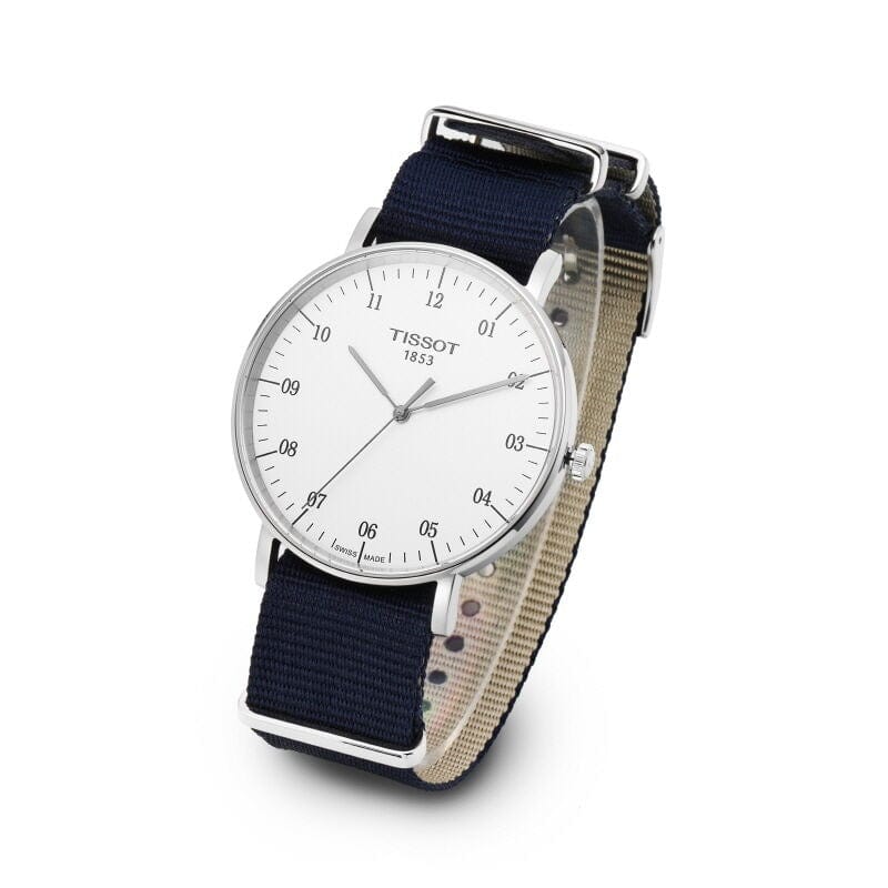 Tissot T Classic Everytime Large White Dial Blue NATO Strap Watch For Men - T109.610.17.037.00