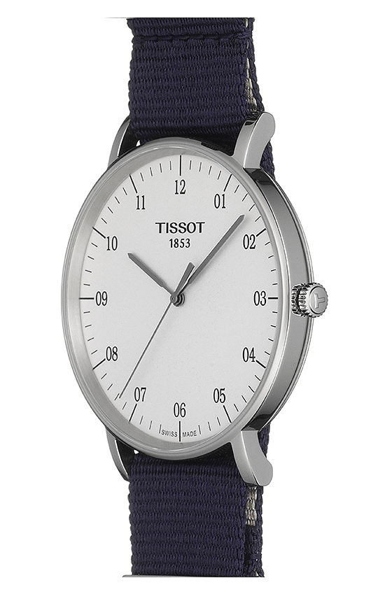 Tissot T Classic Everytime Large White Dial Blue NATO Strap Watch For Men - T109.610.17.037.00