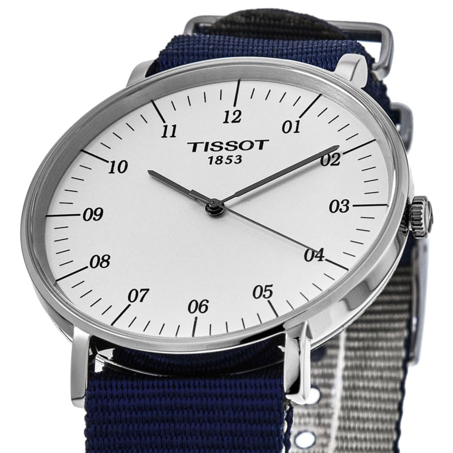 Tissot T Classic Everytime Large White Dial Blue NATO Strap Watch For Men - T109.610.17.037.00