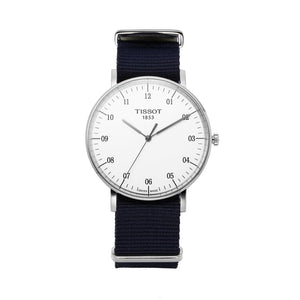 Tissot T Classic Everytime Large White Dial Blue NATO Strap Watch For Men - T109.610.17.037.00