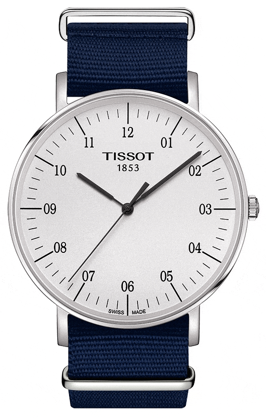 Tissot T Classic Everytime Large White Dial Blue NATO Strap Watch For Men - T109.610.17.037.00