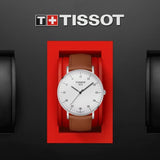 Tissot T Classic Everytime Large White Dial Brown Leather Strap Watch For Men - T109.610.16.037.00