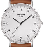 Tissot T Classic Everytime Large White Dial Brown Leather Strap Watch For Men - T109.610.16.037.00