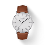 Tissot T Classic Everytime Large White Dial Brown Leather Strap Watch For Men - T109.610.16.037.00