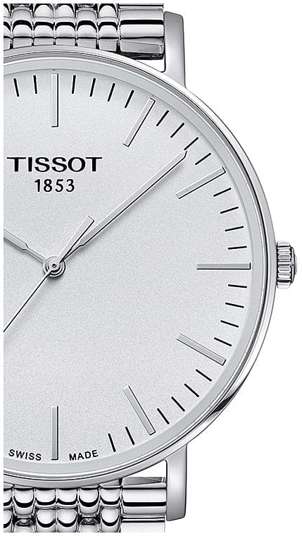Tissot T Classic Everytime Large White Dial Silver Steel Strap Watch for Men - T109.610.11.031.00