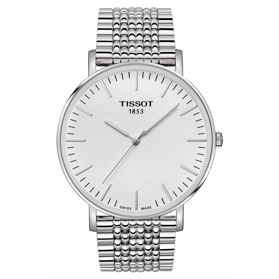Tissot T Classic Everytime Large White Dial Silver Steel Strap Watch for Men - T109.610.11.031.00