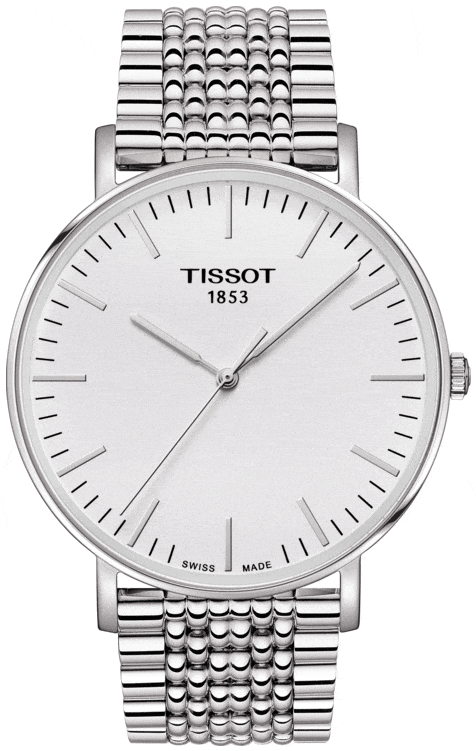 Tissot T Classic Everytime Large White Dial Silver Steel Strap Watch for Men - T109.610.11.031.00