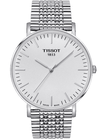 Tissot T Classic Everytime Large White Dial Silver Steel Strap Watch for Men - T109.610.11.031.00