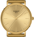 Tissot T Classic Everytime Medium Gold Dial Gold Mesh Bracelet Watch For Men - T109.410.33.021.00