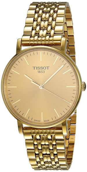 Tissot T Classic Everytime Medium Gold Dial Gold Mesh Bracelet Watch For Men - T109.410.33.021.00