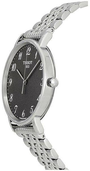 Tissot T Classic Everytime Quartz Black Dial Silver Steel Strap Watch for Men - T109.410.11.072.00