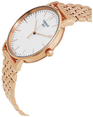 Tissot T Classic Everytime Small White Dial Rose Gold Mesh Bracelet Watch For Women - T109.210.33.031.00
