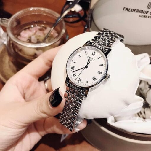 Tissot T Classic Everytime Small White Dial Silver Mesh Bracelet Watch For Women - T109.210.11.033.00