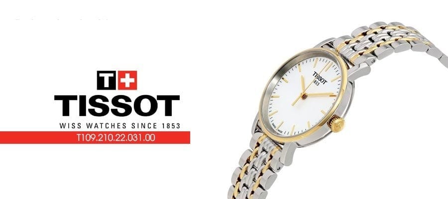 Tissot T Classic Everytime Small White Dial Two Tone Mesh Bracelet Watch For Women - T109.210.22.031.00