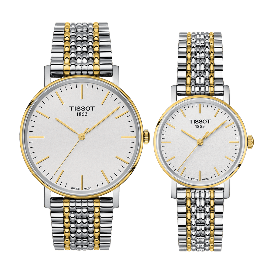Tissot T Classic Everytime Small White Dial Two Tone Mesh Bracelet Watch For Women - T109.210.22.031.00