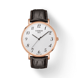 Tissot T Classic Everytime White Dial Black Leather Strap Watch For Men - T109.610.36.032.00
