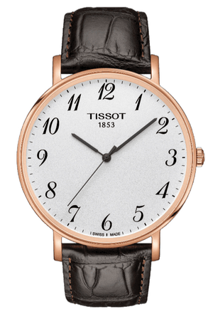 Tissot T Classic Everytime White Dial Black Leather Strap Watch For Men - T109.610.36.032.00