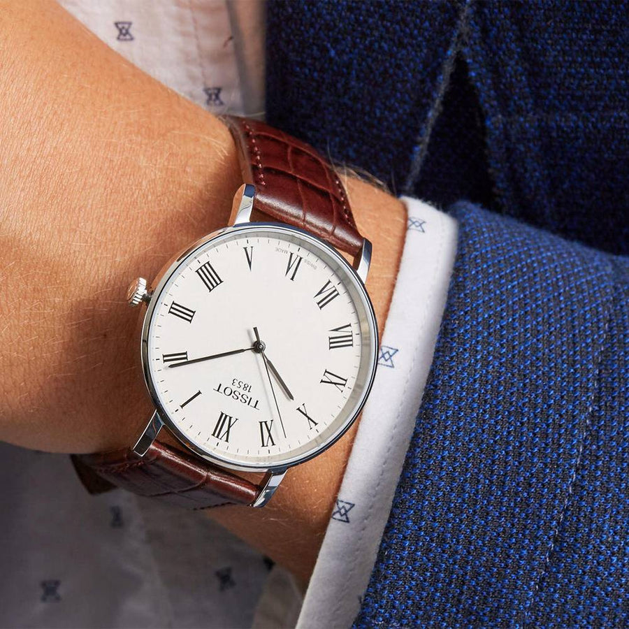 Tissot T Classic Everytime White Dial Brown Leather Strap Watch For Men - T109.410.16.033.00