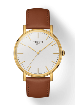 Tissot T Classic Everytime White Dial Brown Leather Strap Watch For Men - T109.410.36.031.00