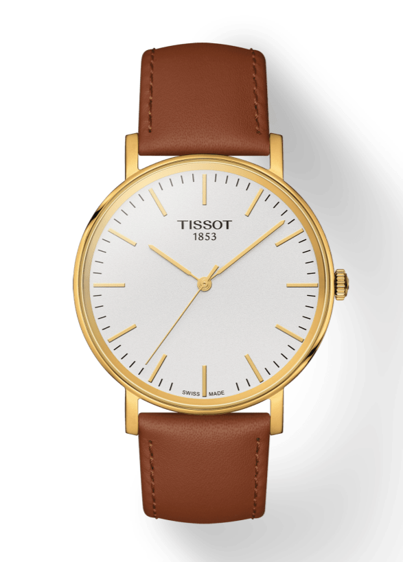 Tissot T Classic Everytime White Dial Brown Leather Strap Watch For Men - T109.410.36.031.00