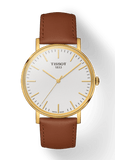 Tissot T Classic Everytime White Dial Brown Leather Strap Watch For Men - T109.410.36.031.00