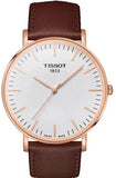 Tissot T Classic Everytime White Dial Brown Leather Strap Watch for Men - T109.610.36.031.00