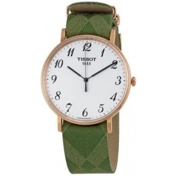Tissot T Classic Everytime White Dial Green Nylon Strap Watch for Men - T109.610.38.032.00