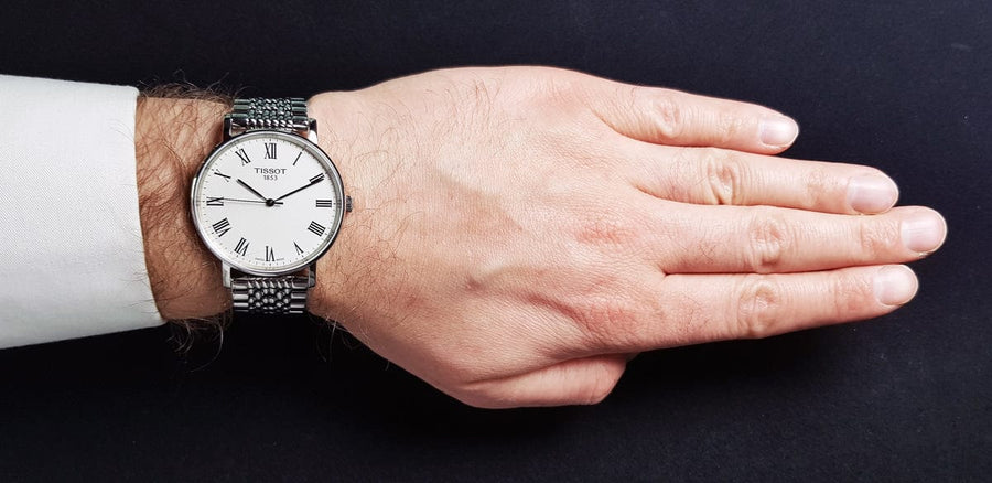 Tissot T Classic Everytime White Dial Silver Mesh Bracelet Watch For Men - T109.410.11.033.00