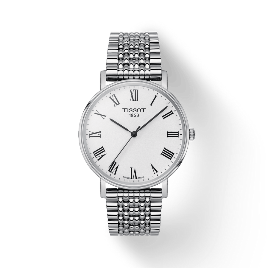Tissot T Classic Everytime White Dial Silver Mesh Bracelet Watch For Men - T109.410.11.033.00