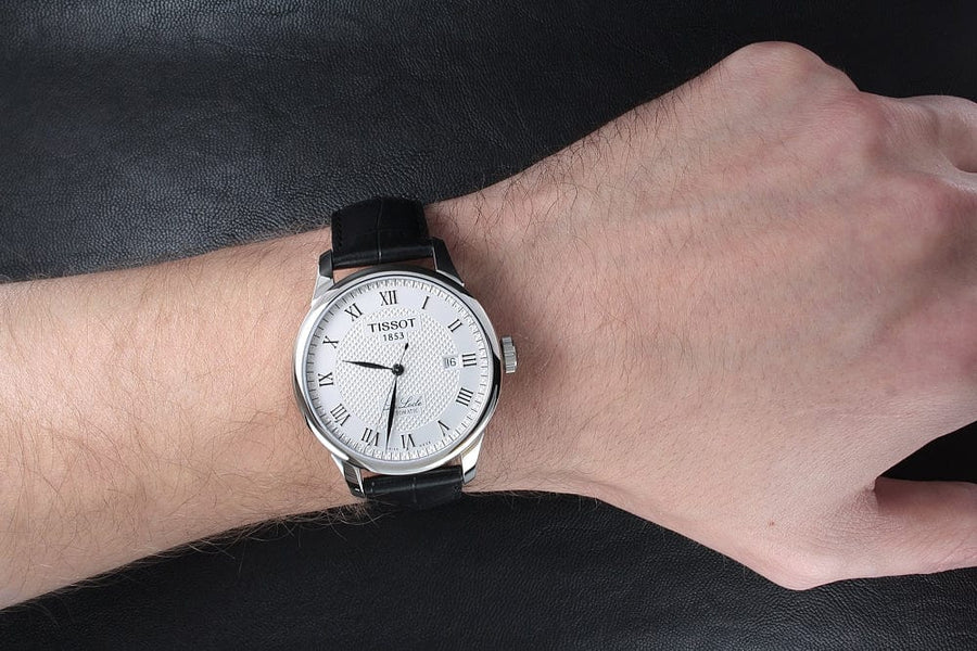 Tissot T Classic Le Locle Automatic Silver Dial Black Leather Strap Watch For Men - T41.1.423.33